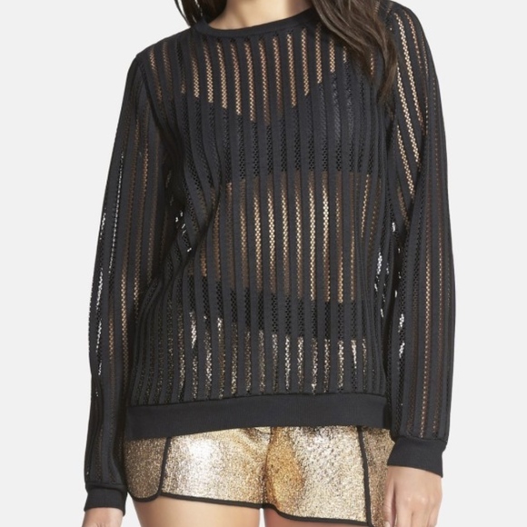 Whitney Eve Tops - Whitney Eve Mesh Split-Back Sweatshirt